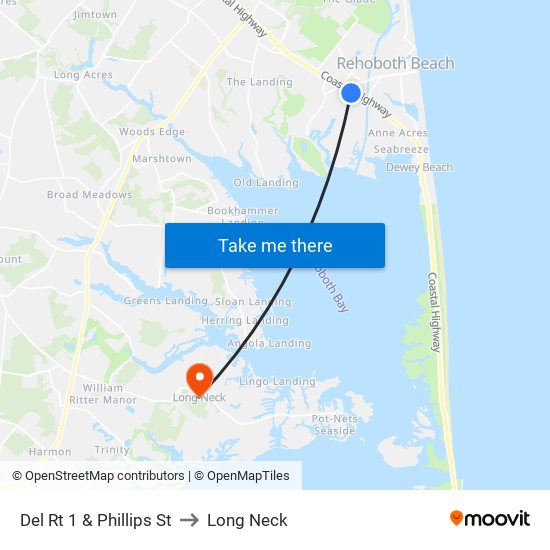 Del Rt 1 & Phillips St to Long Neck map