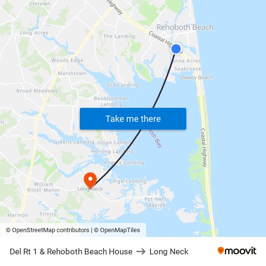 Del Rt 1 & Rehoboth Beach House to Long Neck map