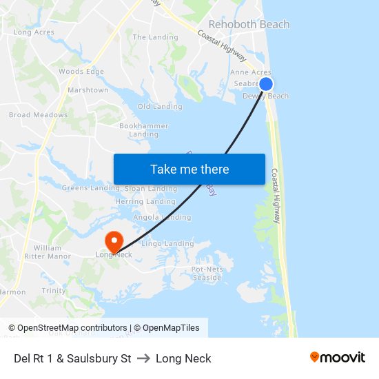 Del Rt 1 & Saulsbury St to Long Neck map