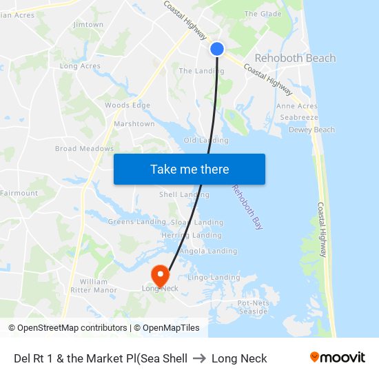 Del Rt 1 & the Market Pl(Sea Shell to Long Neck map