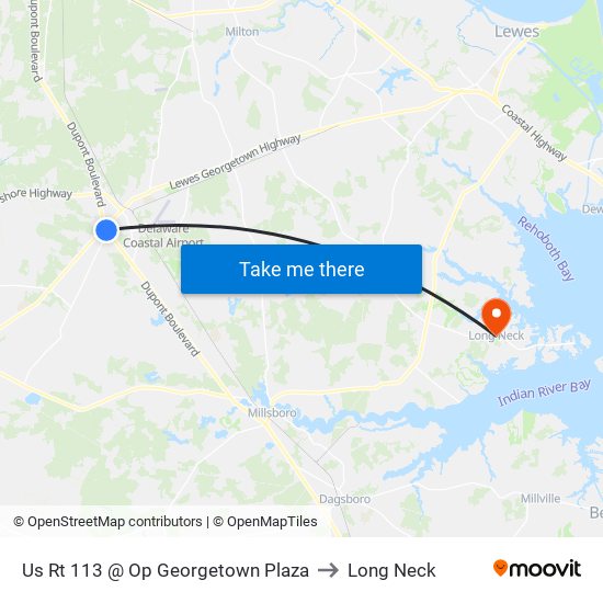 Us Rt 113 @ Op Georgetown Plaza to Long Neck map