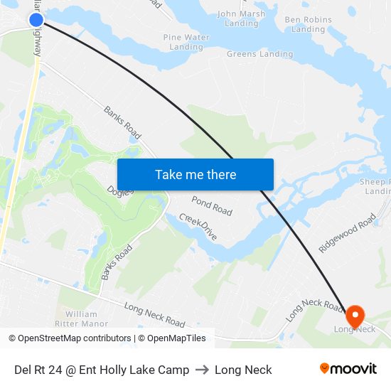 Del Rt 24 @ Ent Holly Lake Camp to Long Neck map