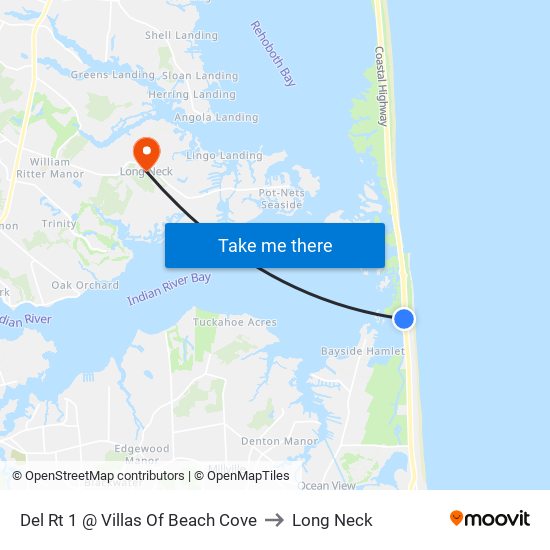 Del Rt 1 @ Villas Of Beach Cove to Long Neck map