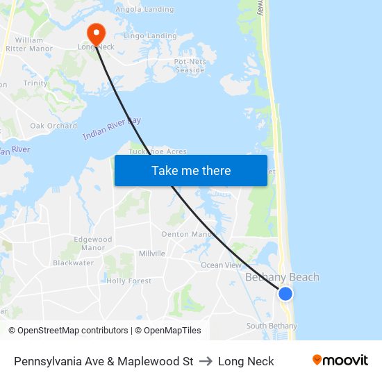 Pennsylvania Ave & Maplewood St to Long Neck map