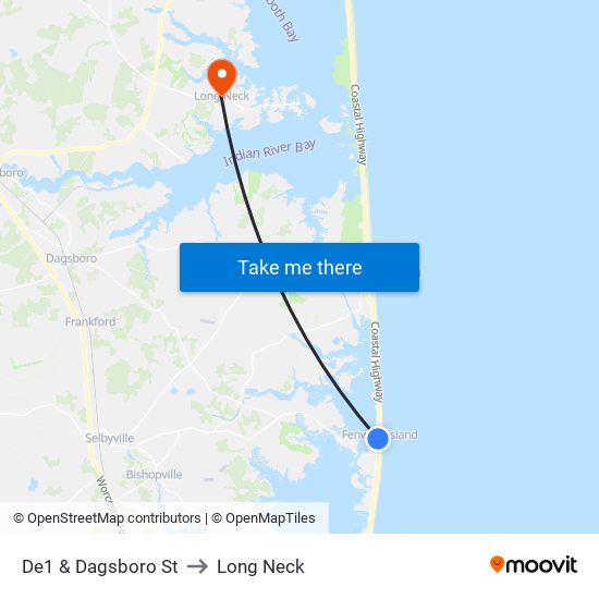 De1 & Dagsboro St to Long Neck map