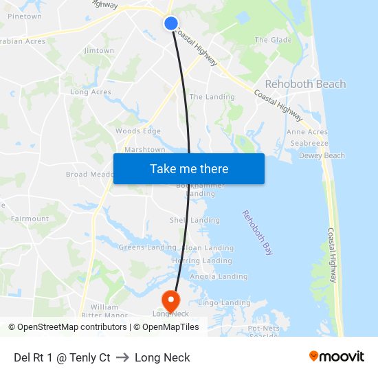 Del Rt 1 @ Tenly Ct to Long Neck map