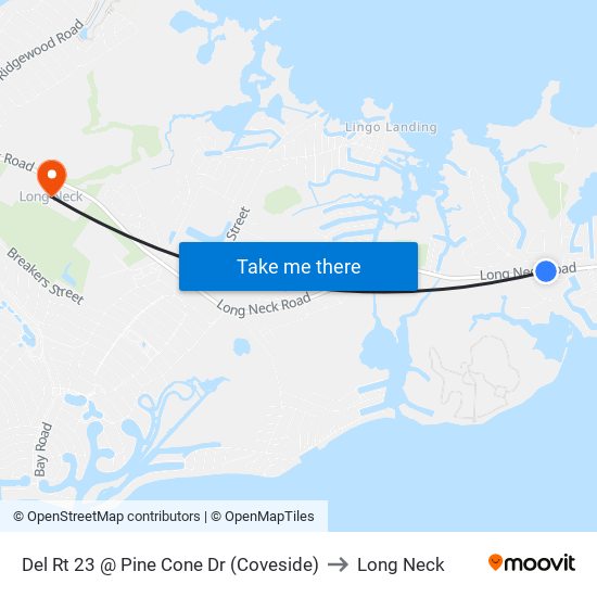 Del Rt 23 @ Pine Cone Dr (Coveside) to Long Neck map