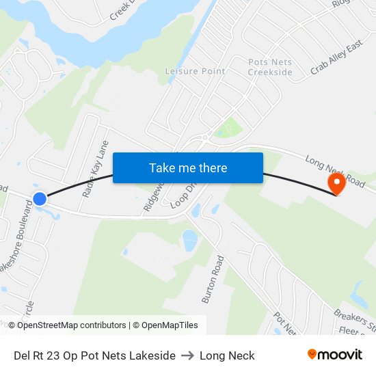 Del Rt 23 Op Pot Nets Lakeside to Long Neck map