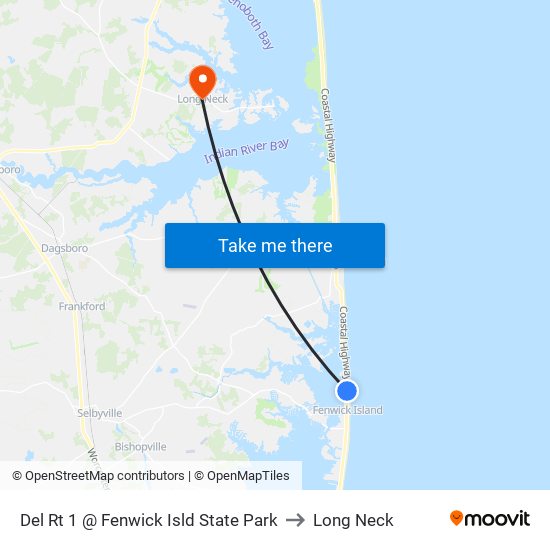 Del Rt 1 @ Fenwick Isld State Park to Long Neck map