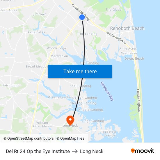 Del Rt 24 Op the Eye Institute to Long Neck map