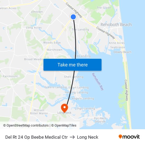 Del Rt 24 Op Beebe Medical Ctr to Long Neck map