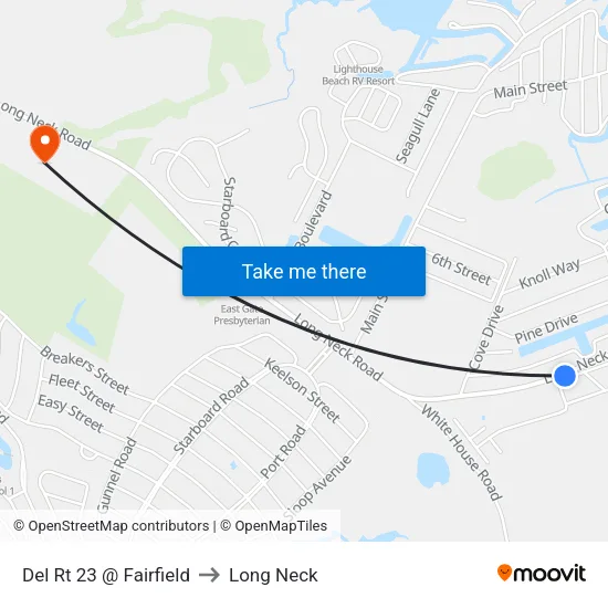 Del Rt 23 @ Fairfield to Long Neck map