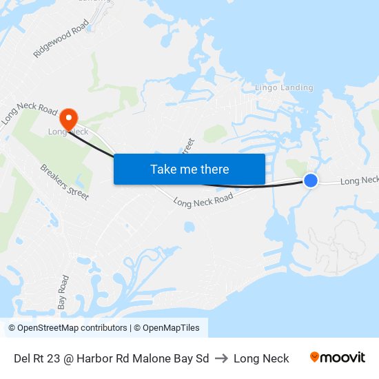 Del Rt 23 @ Harbor Rd Malone Bay Sd to Long Neck map