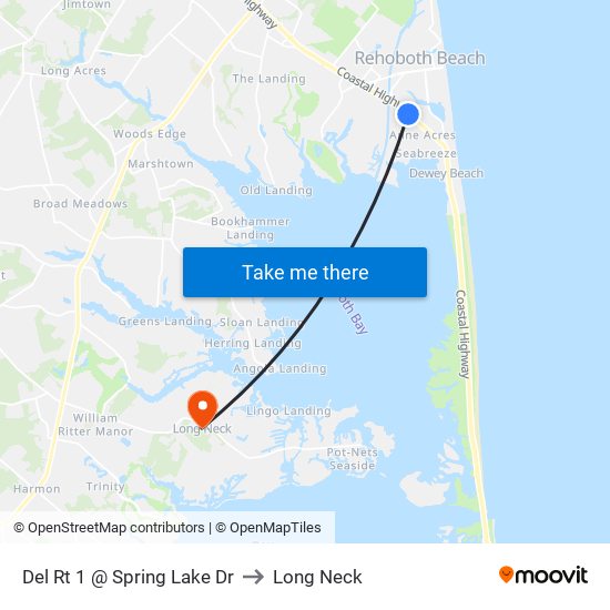 Del Rt 1 @ Spring Lake Dr to Long Neck map