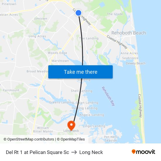 Del Rt 1 at Pelican Square Sc to Long Neck map