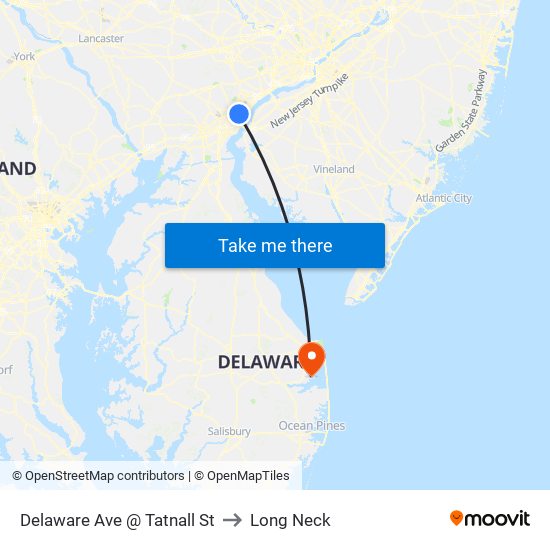 Delaware Ave @ Tatnall St to Long Neck map