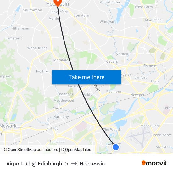 Airport Rd @ Edinburgh Dr to Hockessin map