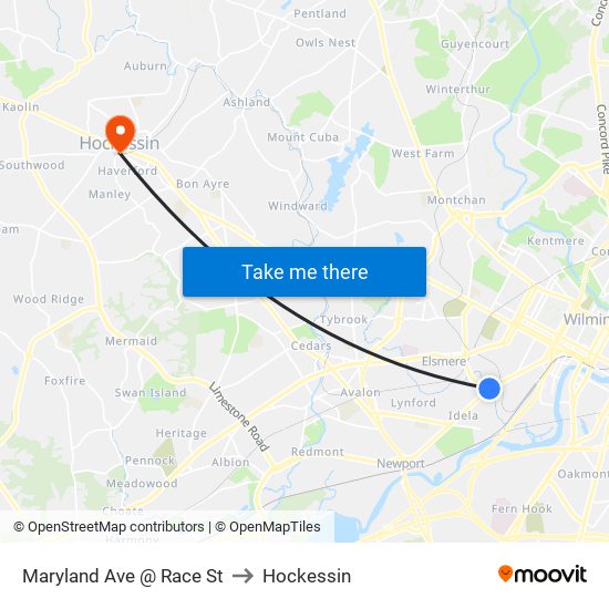 Maryland Ave @ Race St to Hockessin map