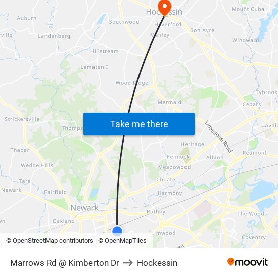 Marrows Rd @ Kimberton Dr to Hockessin map