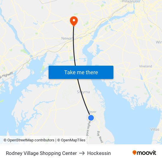 Rodney Village Shopping Center to Hockessin map