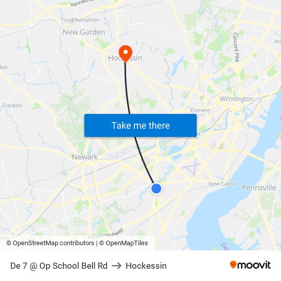 De 7 @ Op School Bell Rd to Hockessin map