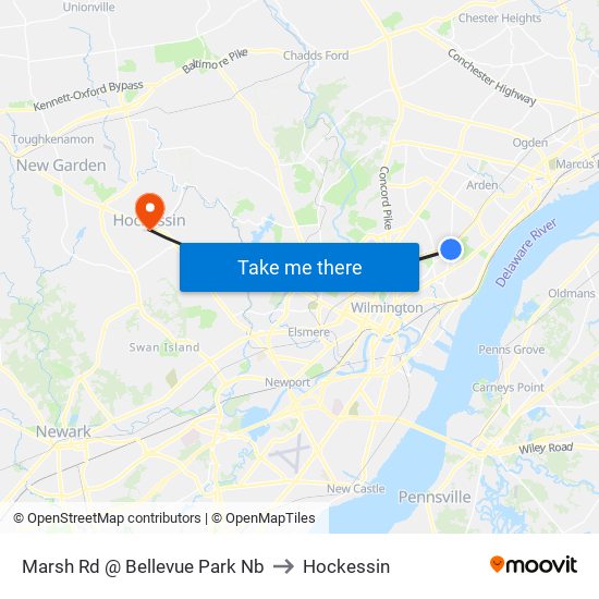 Marsh Rd @ Bellevue Park Nb to Hockessin map