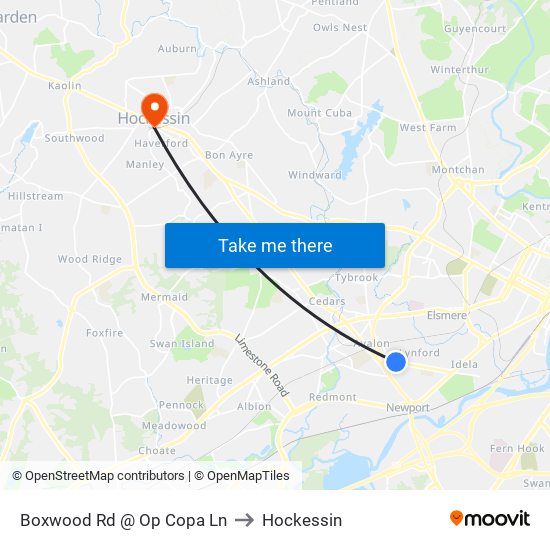 Boxwood Rd @ Op Copa Ln to Hockessin map