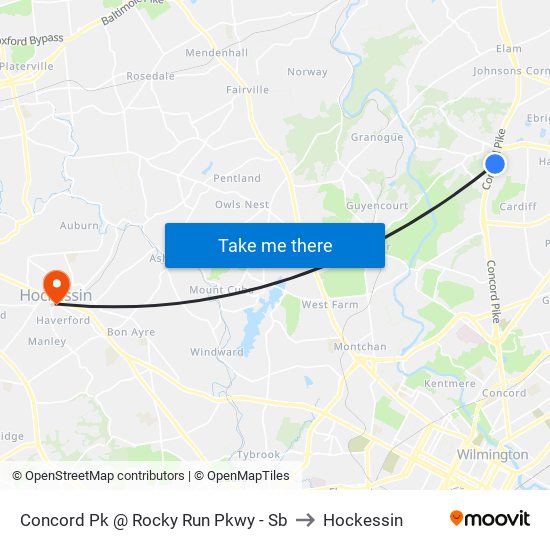 Concord Pk @ Rocky Run Pkwy - Sb to Hockessin map