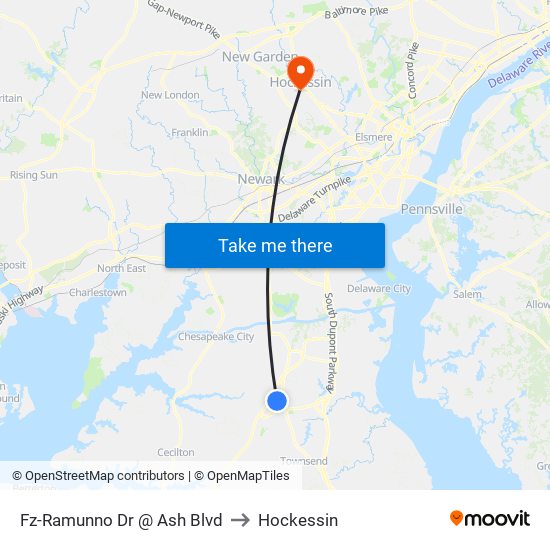 Fz-Ramunno Dr @ Ash Blvd to Hockessin map