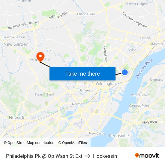 Philadelphia Pk @ Op Wash St Ext to Hockessin map