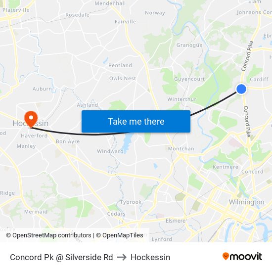 Concord Pk @ Silverside Rd to Hockessin map