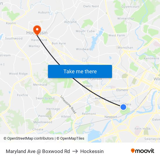 Maryland Ave @ Boxwood Rd to Hockessin map