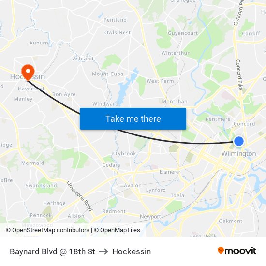 Baynard Blvd @ 18th St to Hockessin map