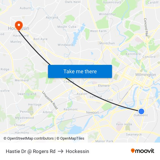 Hastie Dr @ Rogers Rd to Hockessin map