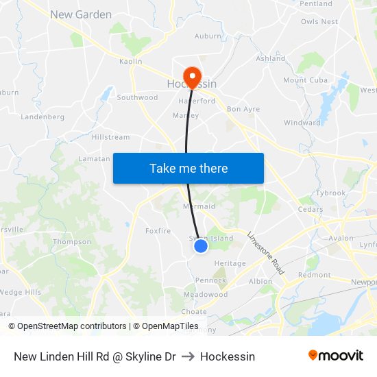 New Linden Hill Rd @ Skyline Dr to Hockessin map