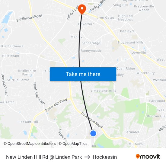 New Linden Hill Rd @ Linden Park to Hockessin map