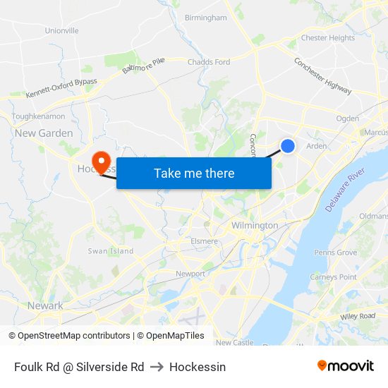 Foulk Rd @ Silverside Rd to Hockessin map