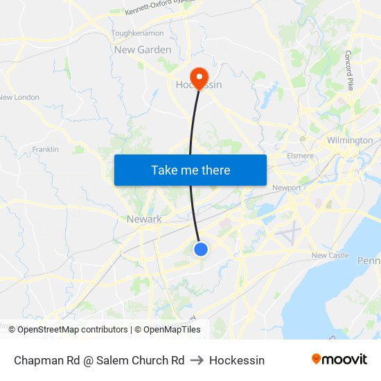 Chapman Rd @ Salem Church Rd to Hockessin map