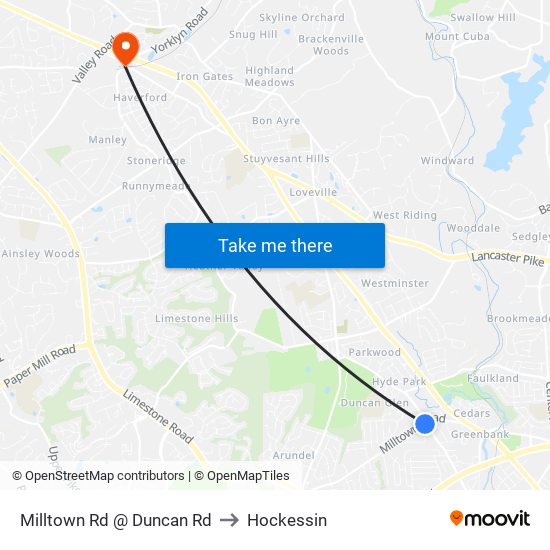 Milltown Rd @ Duncan Rd to Hockessin map