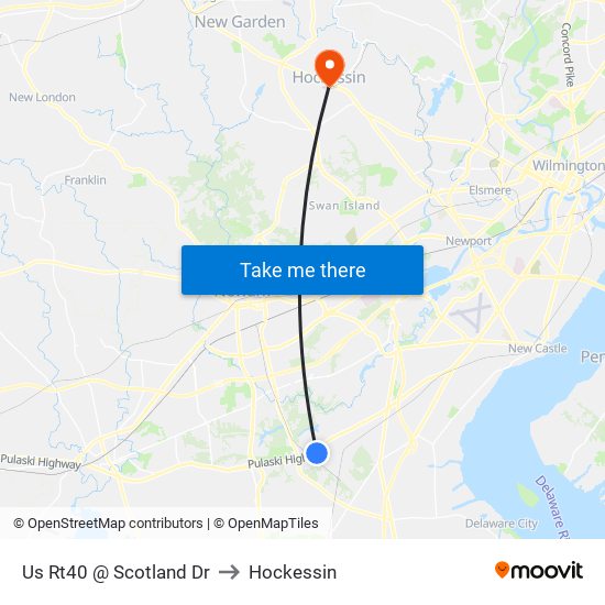 Us Rt40 @ Scotland Dr to Hockessin map