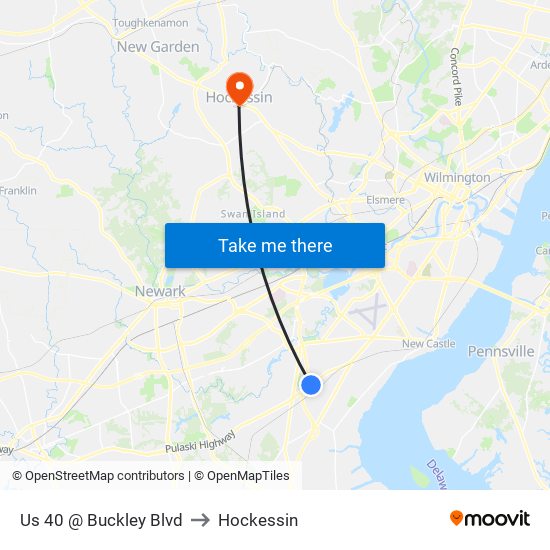 Us 40 @ Buckley Blvd to Hockessin map