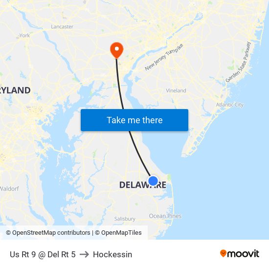 Us Rt 9 @ Del Rt 5 to Hockessin map