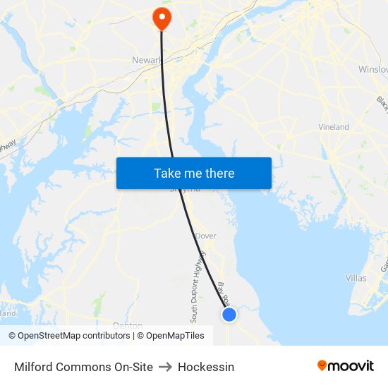 Milford Commons On-Site to Hockessin map