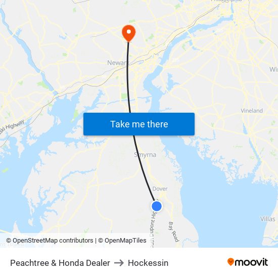 Peachtree & Honda Dealer to Hockessin map