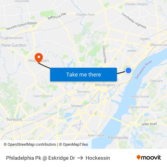 Philadelphia Pk @ Eskridge Dr to Hockessin map