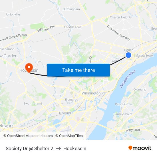 Society Dr @ Shelter 2 to Hockessin map