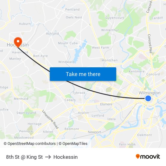 8th St @ King St to Hockessin map