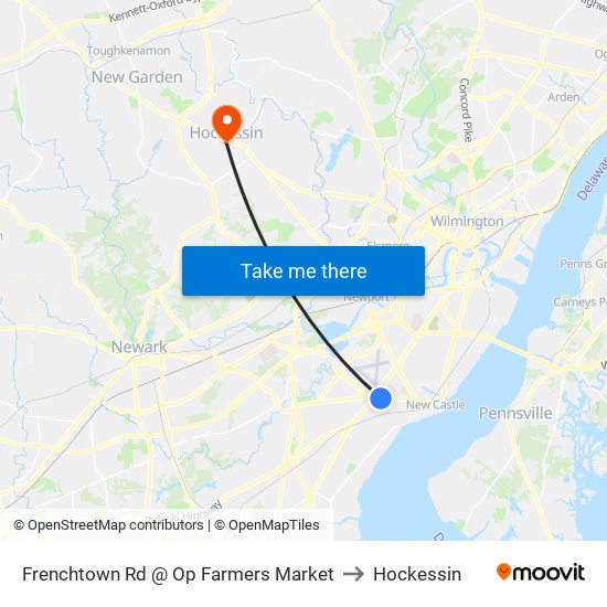 Frenchtown Rd @ Op Farmers Market to Hockessin map