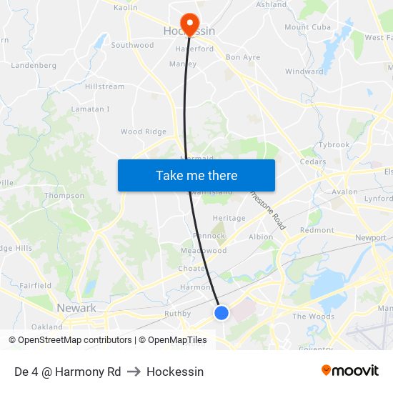 De 4 @ Harmony Rd to Hockessin map