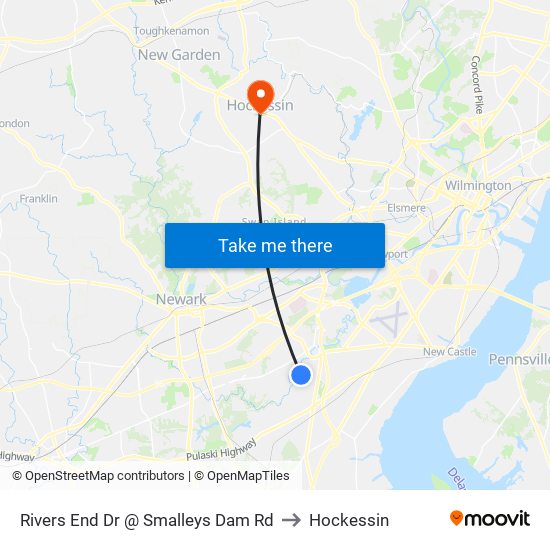 Rivers End Dr @ Smalleys Dam Rd to Hockessin map